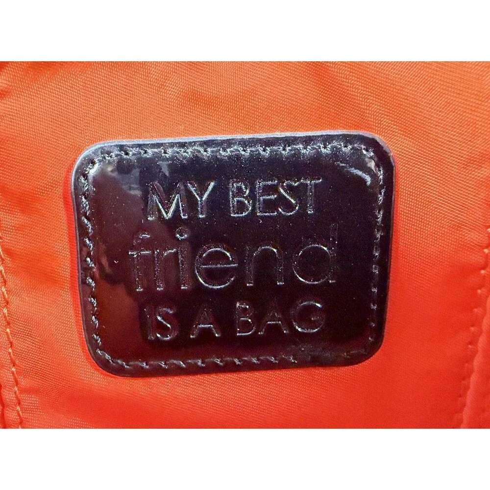 MY BEST FRIEND IS A BAG Black Patent Faux Snakeskin Laptop Computer Tote Satchel